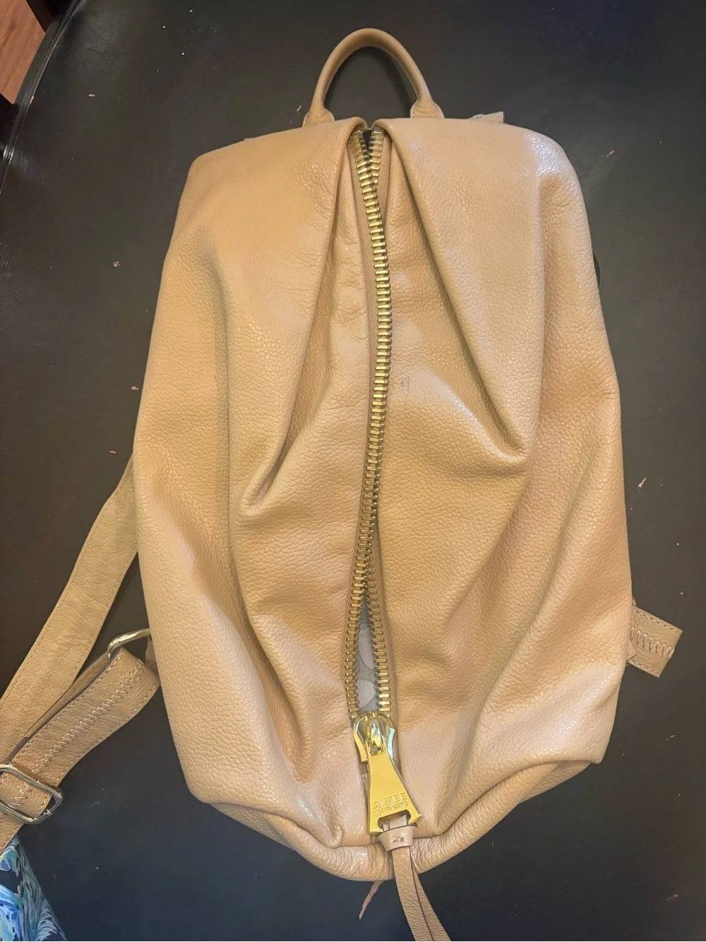 Aimee Kestenberg Tan Leather Backpack with Gold Zipper